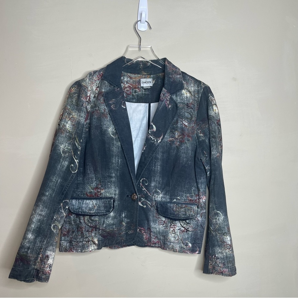 CHICO'S Women's Jacket Grey Multicolor